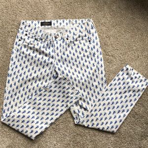 J Crew toothpick ankle blue and white jean